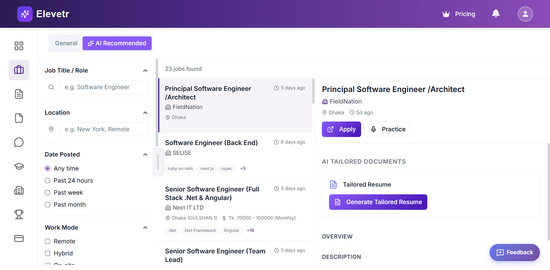 Elevetr Jobs hiring pipeline overview